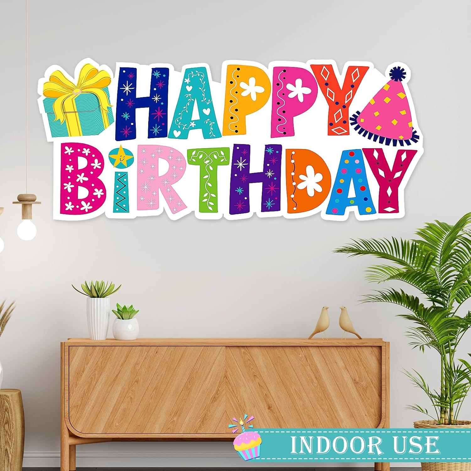 Happy Birthday Yard Sign with Stakes, Colourful Birthday Lawn Signs 37″ Large
