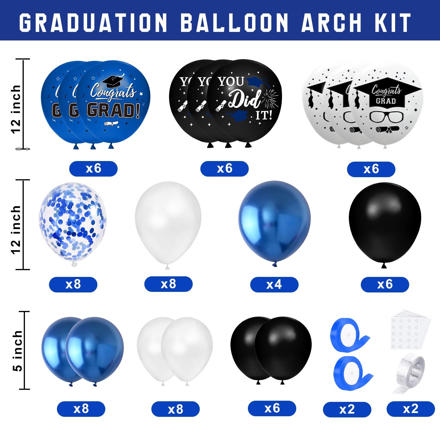 Graduation Decorations Class of 2026 Blue Graduation Decorations Balloons B…