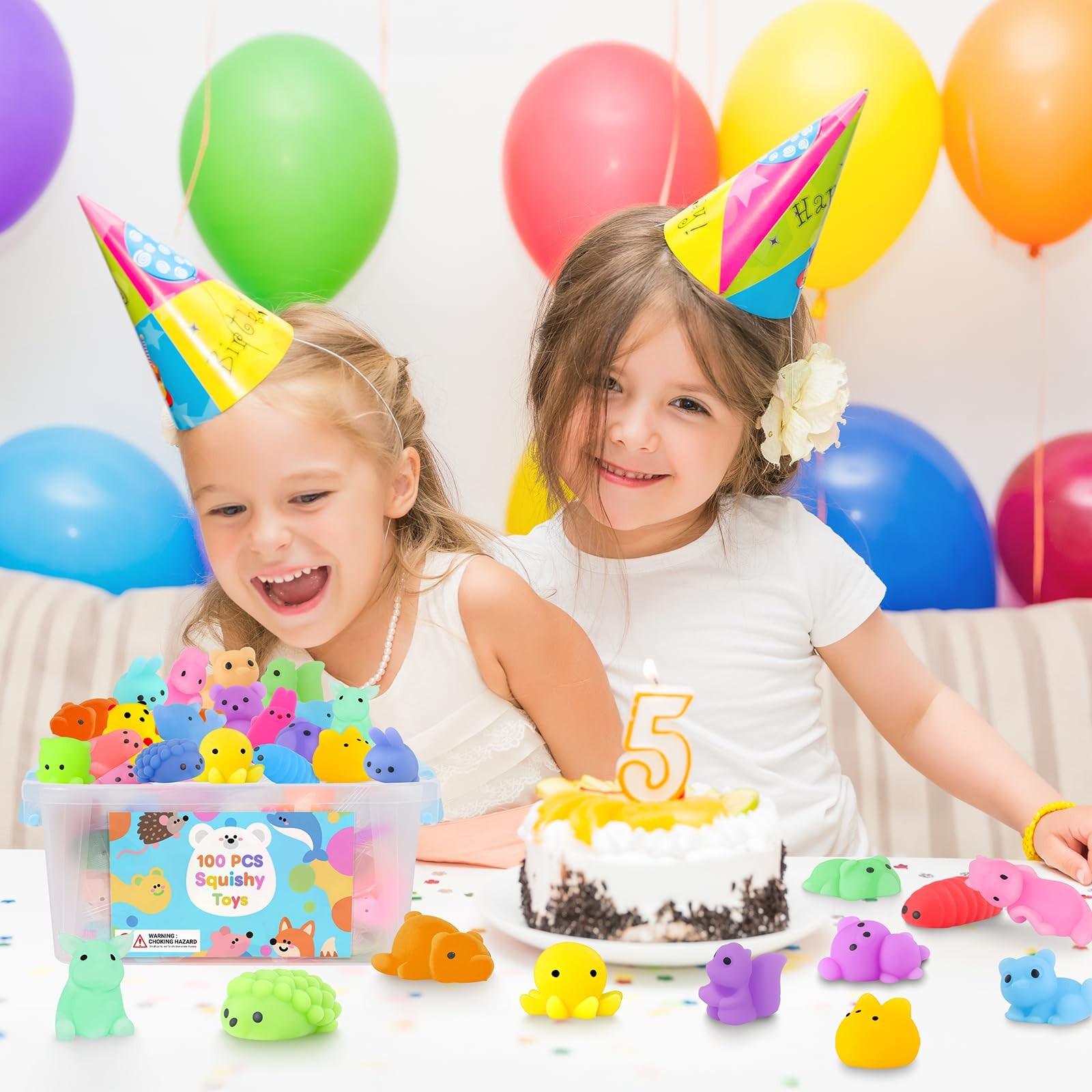 100 Pcs Party Favors & Squishy Toys Bulk for Kids 4-12, Fidget Toys Sensory S…