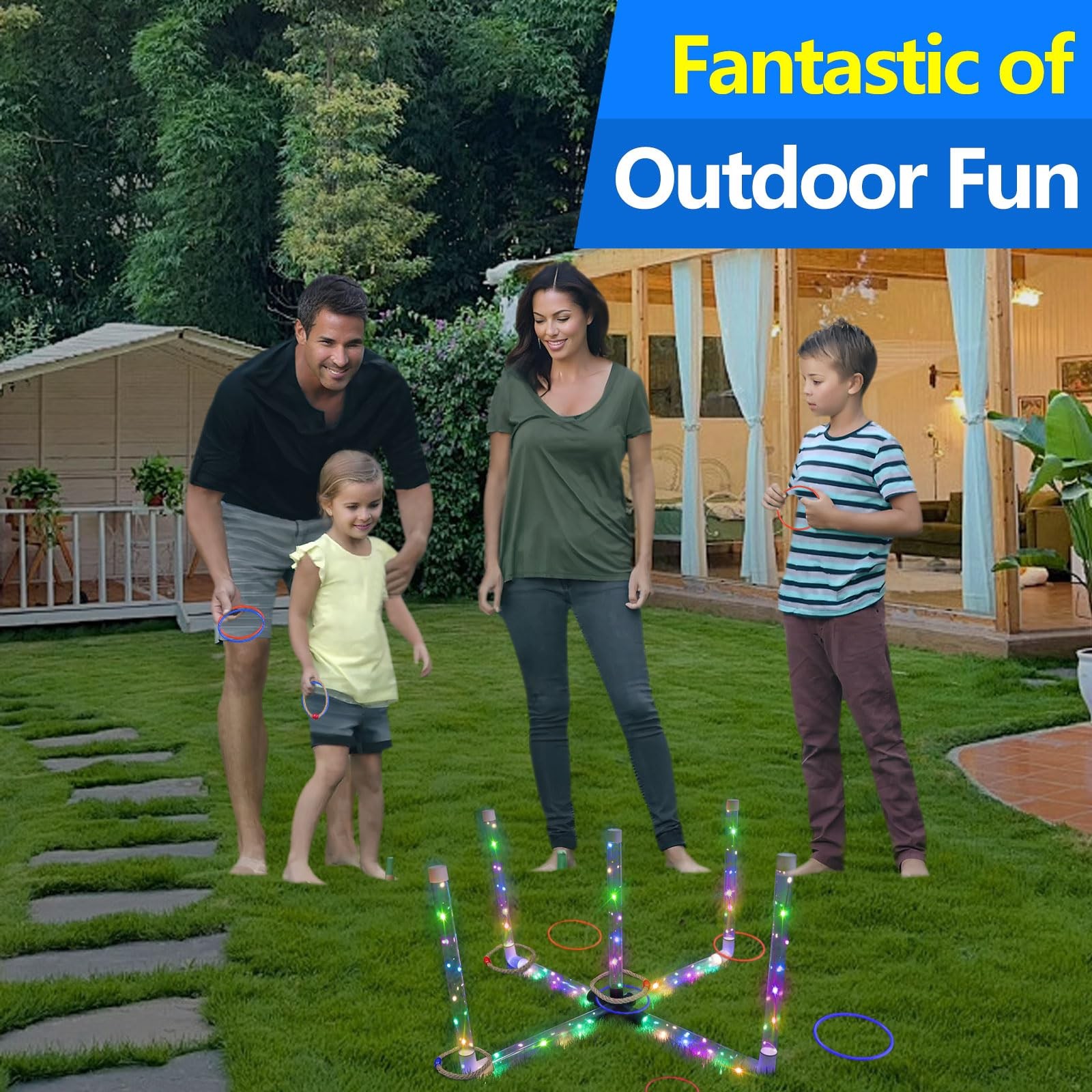 Outdoor Ring Toss Game, Upgraded 15-Inch Backyard and Lawn Games for Adults &…