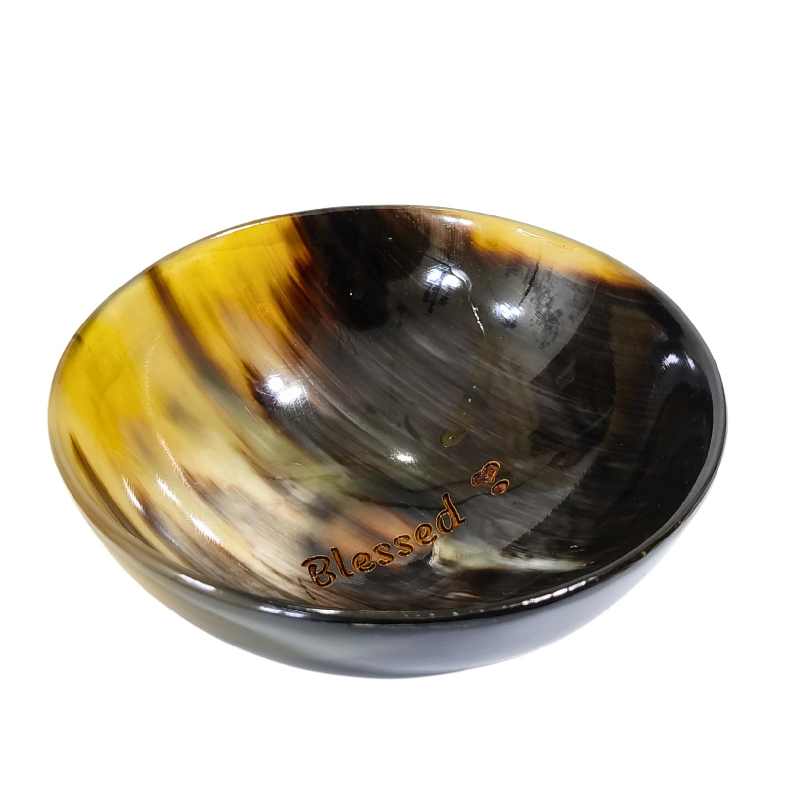 AYZCORP Engraved (Blessed) Horn Bowl – Modern, Contemporary – 5′ Round X 2′ deep