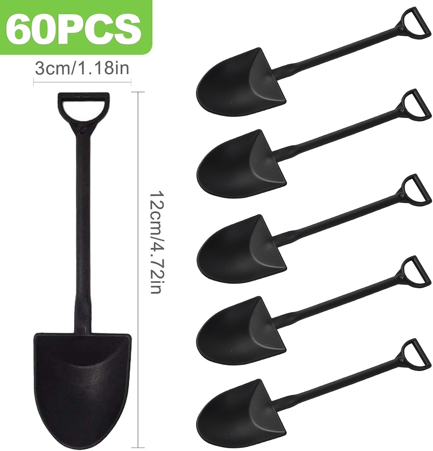 60 – Pcs Mini Shovel Shape Spoons, Tiny Disposable Plastic Dessert Spoons, Party