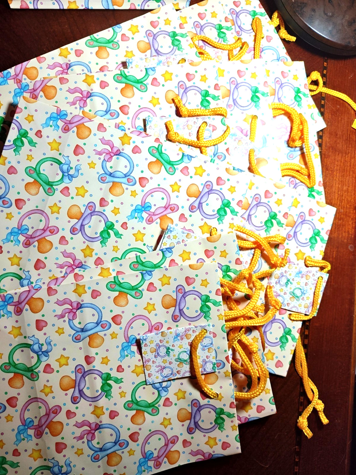 Set of 3: Baby Shower Gift Bags 9 x7.5 x 4″Deep with cardboard insert & Tag NEW
