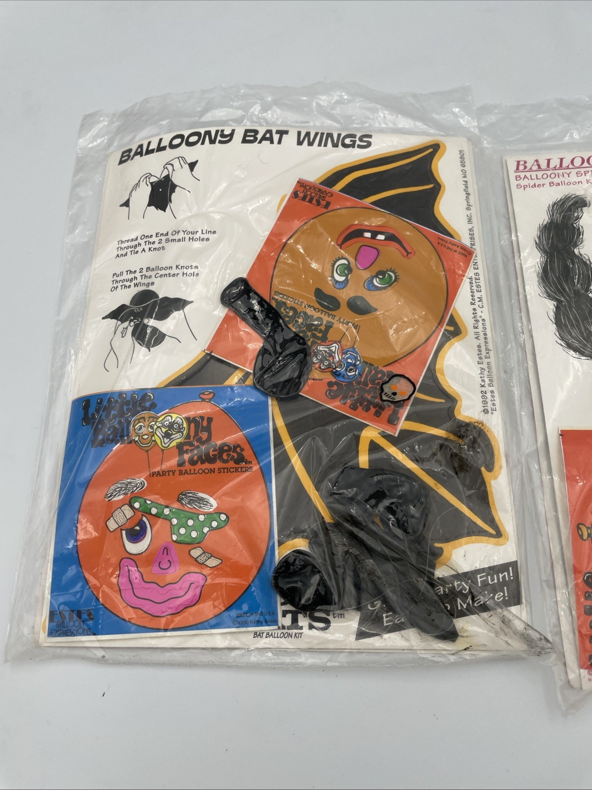2 VTG Halloween Balloony Spiders And Bats Balloon Kit 1992 Kathy Estes A9