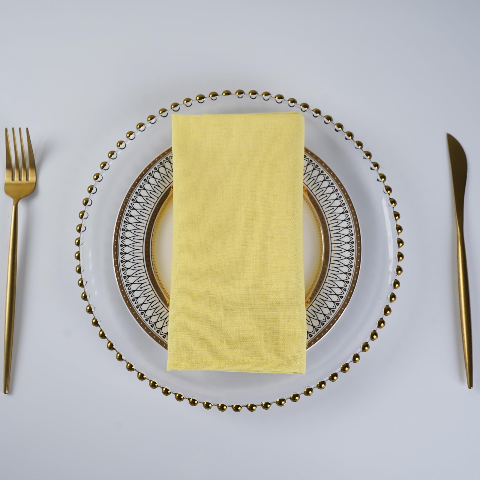 INFEI Solid Color Linen Blended Thin Dinner Cloth Napkins – Set of 12 (40 x 40 c