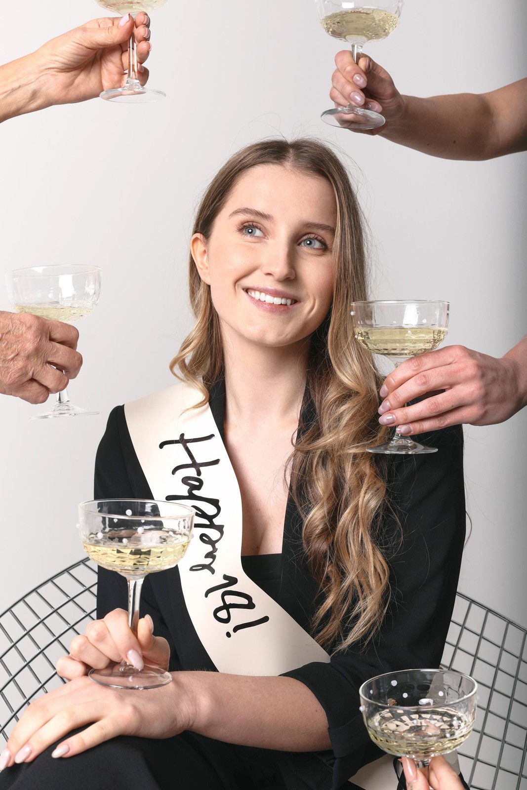 18th Birthday Sash With Velvet Ribbon Ai Cream & Black Happy 18! Paper Sash