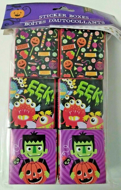 Halloween Treat 32 BOXES OF STICKERS (2 Pks of 18) Small Party Bag Fillers