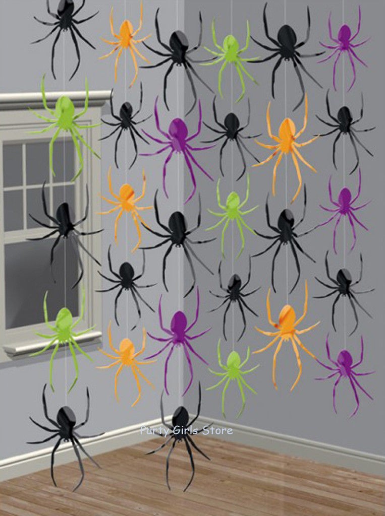 Halloween Party Decorations Spider Strings Foil Hanging Dangling Spiders