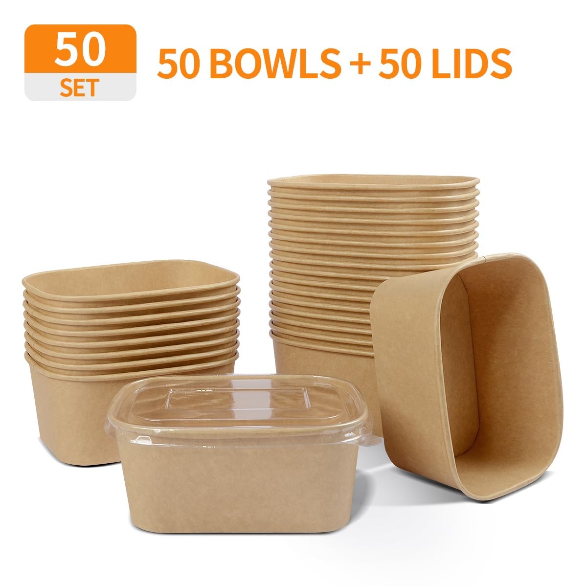35 oz Paper Food Containers with Lids 50 Pack Meal Prep Containers