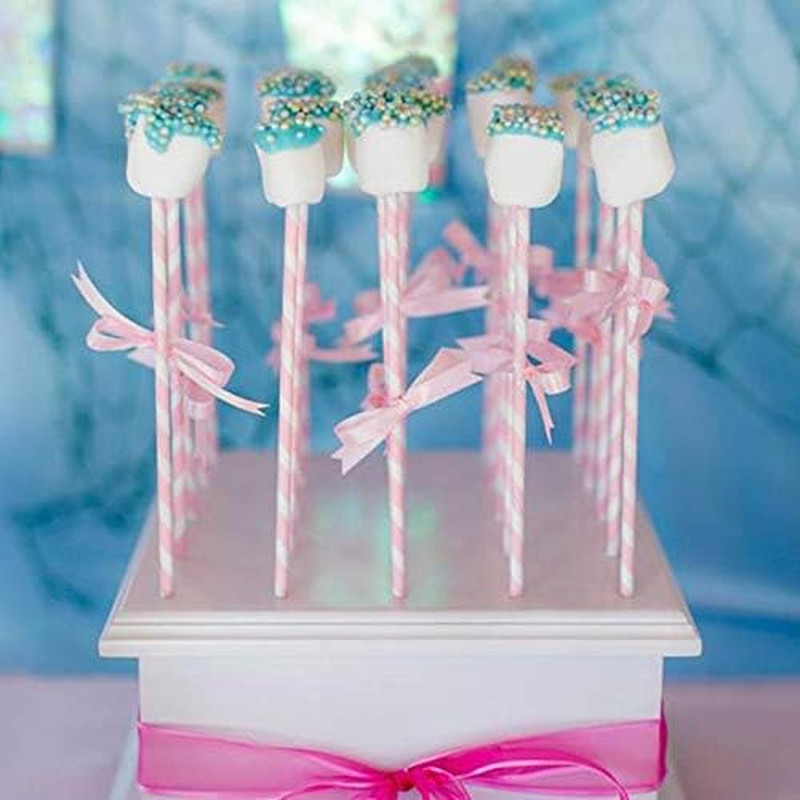 Biodegradable Pink Paper Straws, Pack of 100 Party Straws for Juice, Cocktail, S