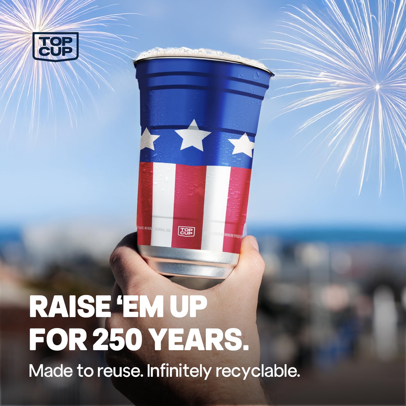 America’s 250th Birthday 20 oz Reusable Aluminum Cups 20 Count | Durable