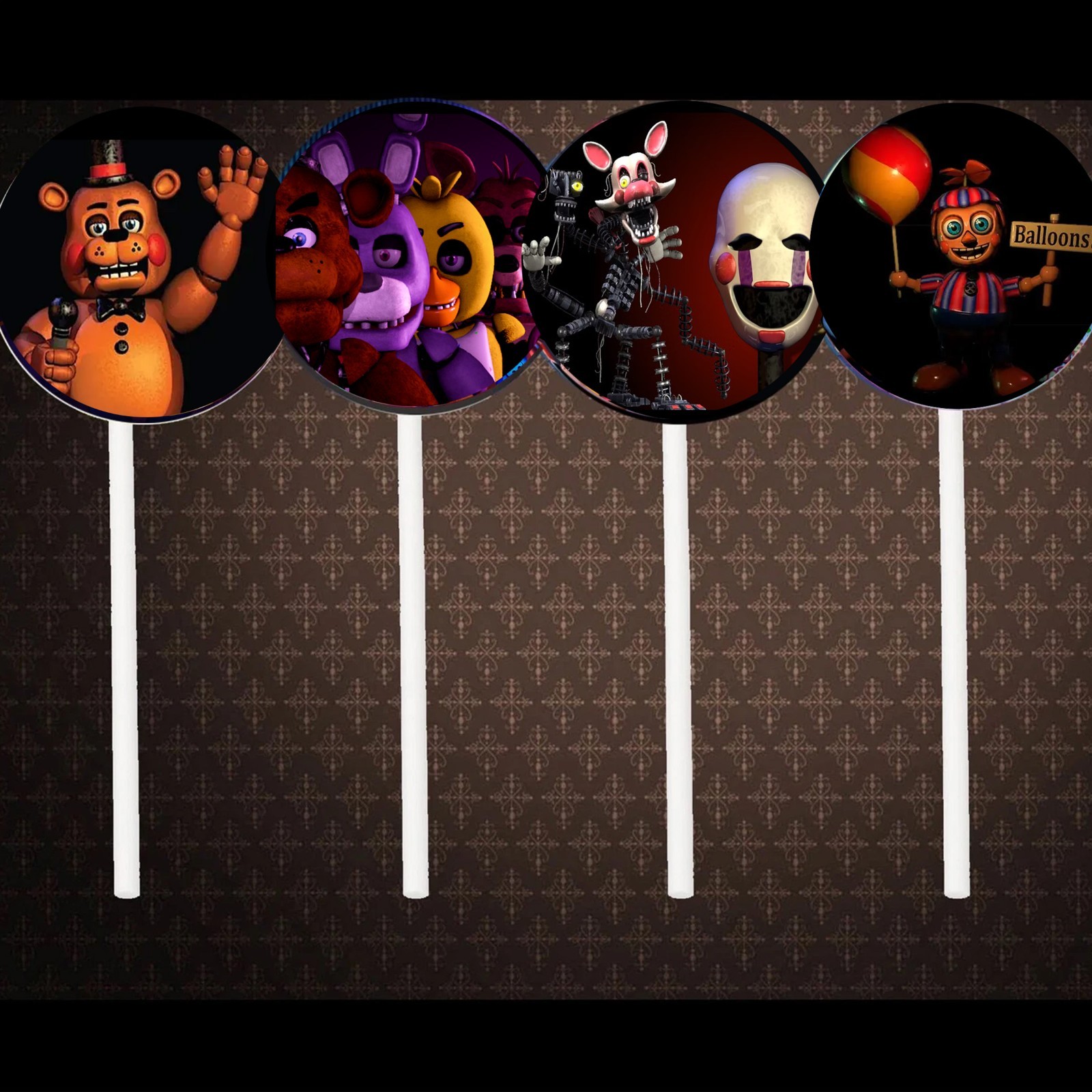 Five nights At Freddy’s Cupcake Toppers 12 cake Party Supplies 2 sided