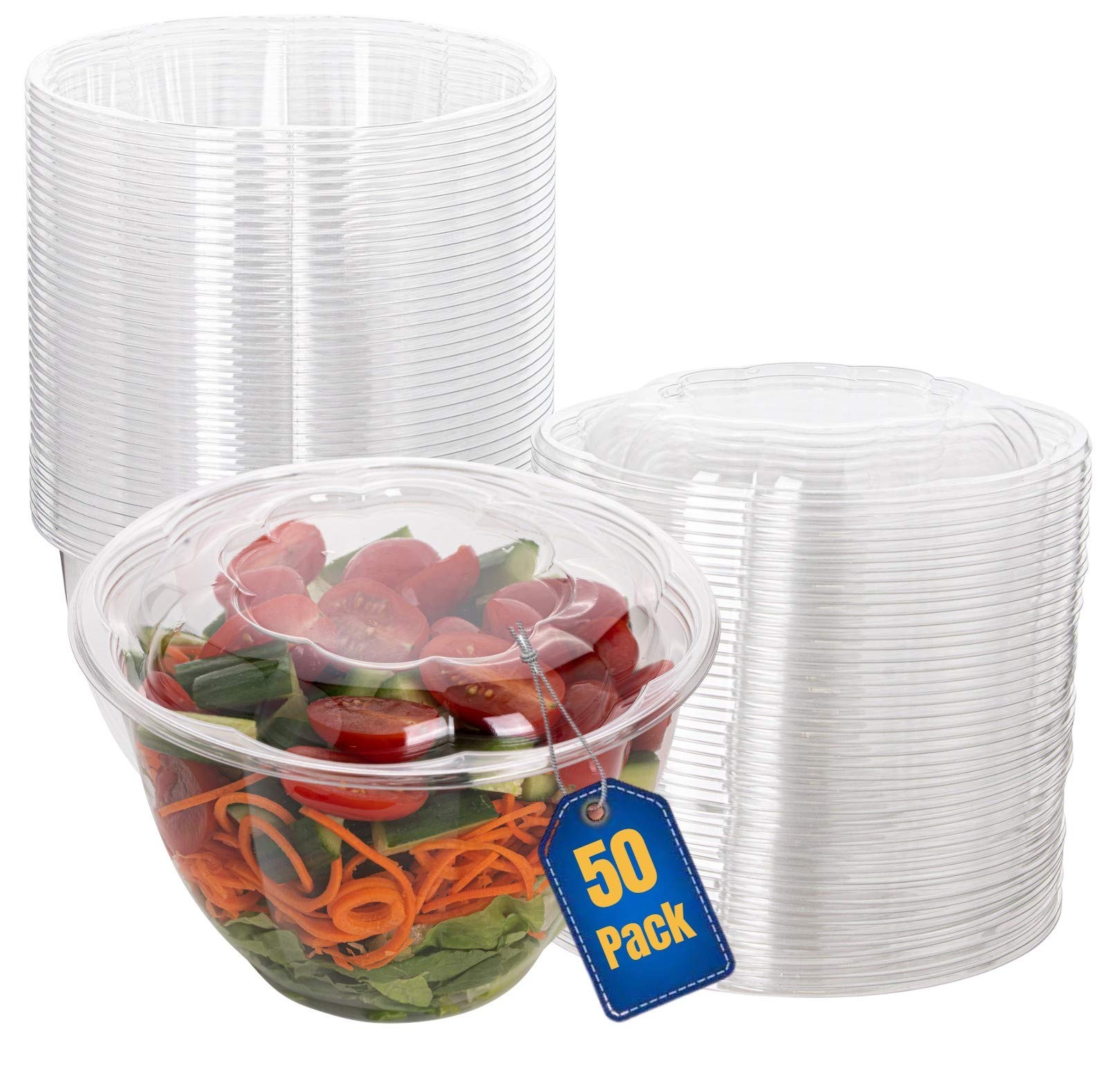 Disposable Plastic Salad Bowls with Airtight Lids Ideal for Meal Prep, Takeou…