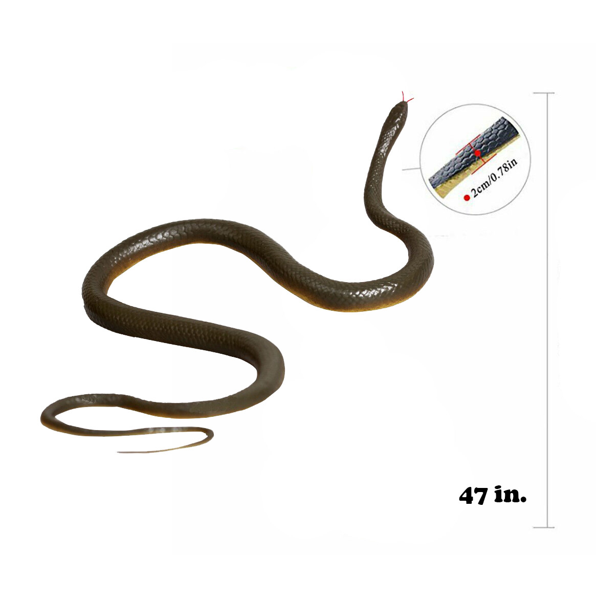 47″ Realistic Fake Rubber Snake Halloween Prank Party Props Haunted Houses Decor