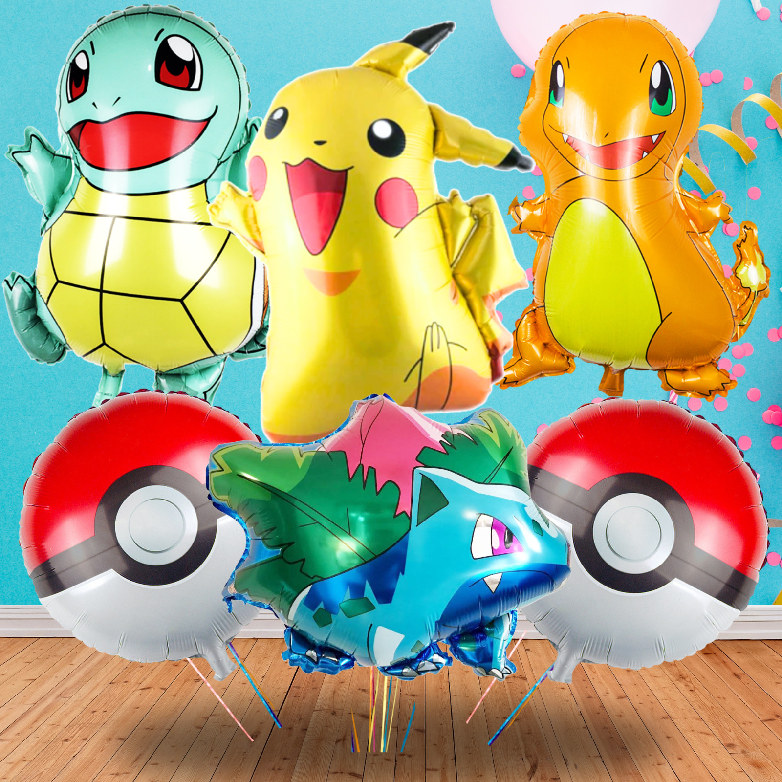 POKEMON EEVEE PARTY SUPPLIES BIRTHDAY DECORATION BALLOON TABLEWARE SWIRL