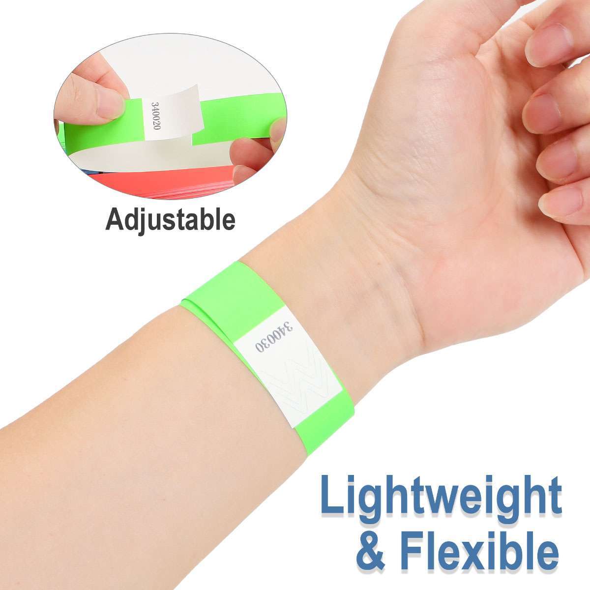 100Pcs Waterproof Hand Bands Neon Wrist Bands for Events Concert Adhesive