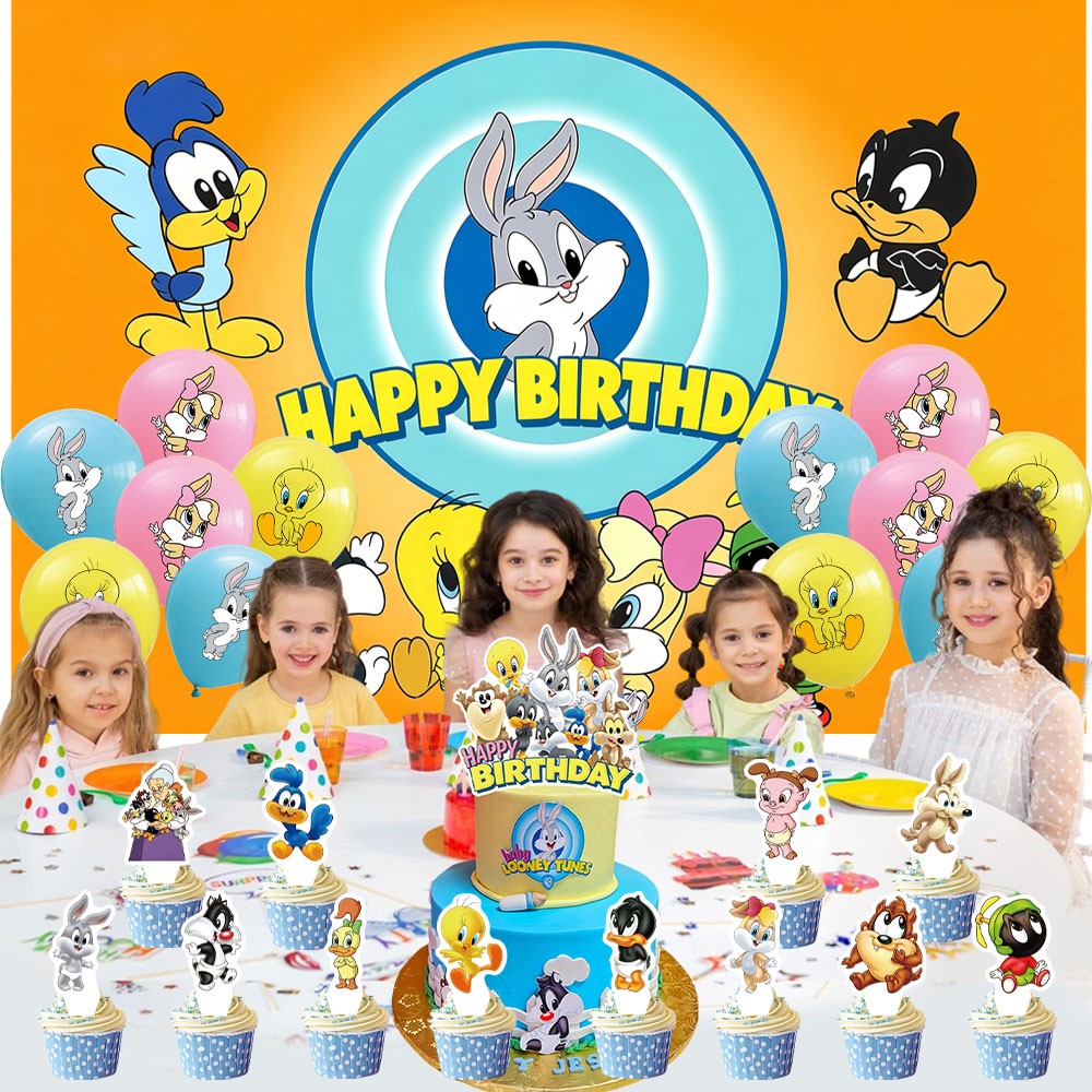 Baby Looney Tunes Party Supplies Set Balloons Cake Toppers Banner Birthday Decor