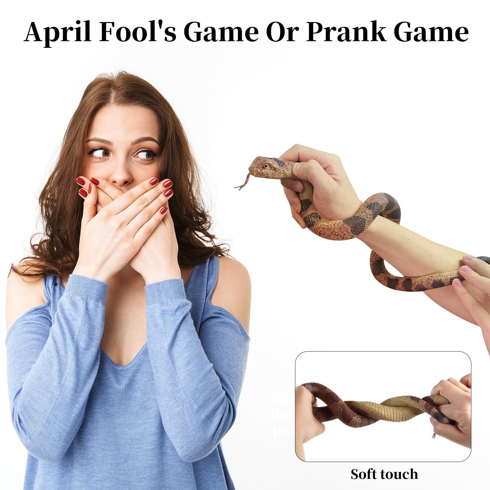 Realistic Fake Snakes Toy Soft Rubber Snake Realistic Keep Birds and Squirrels