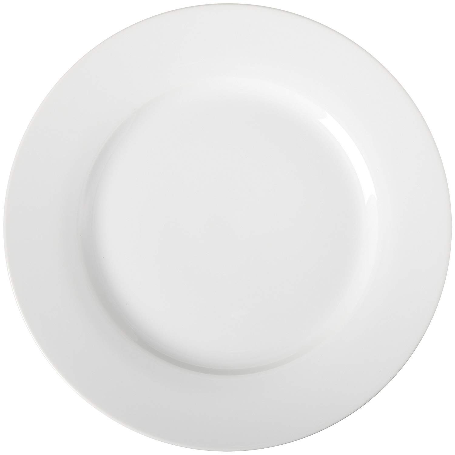 Amazon Basics 6-Piece White Dinner Plate Set, Microwave and Dishwasher Safe for