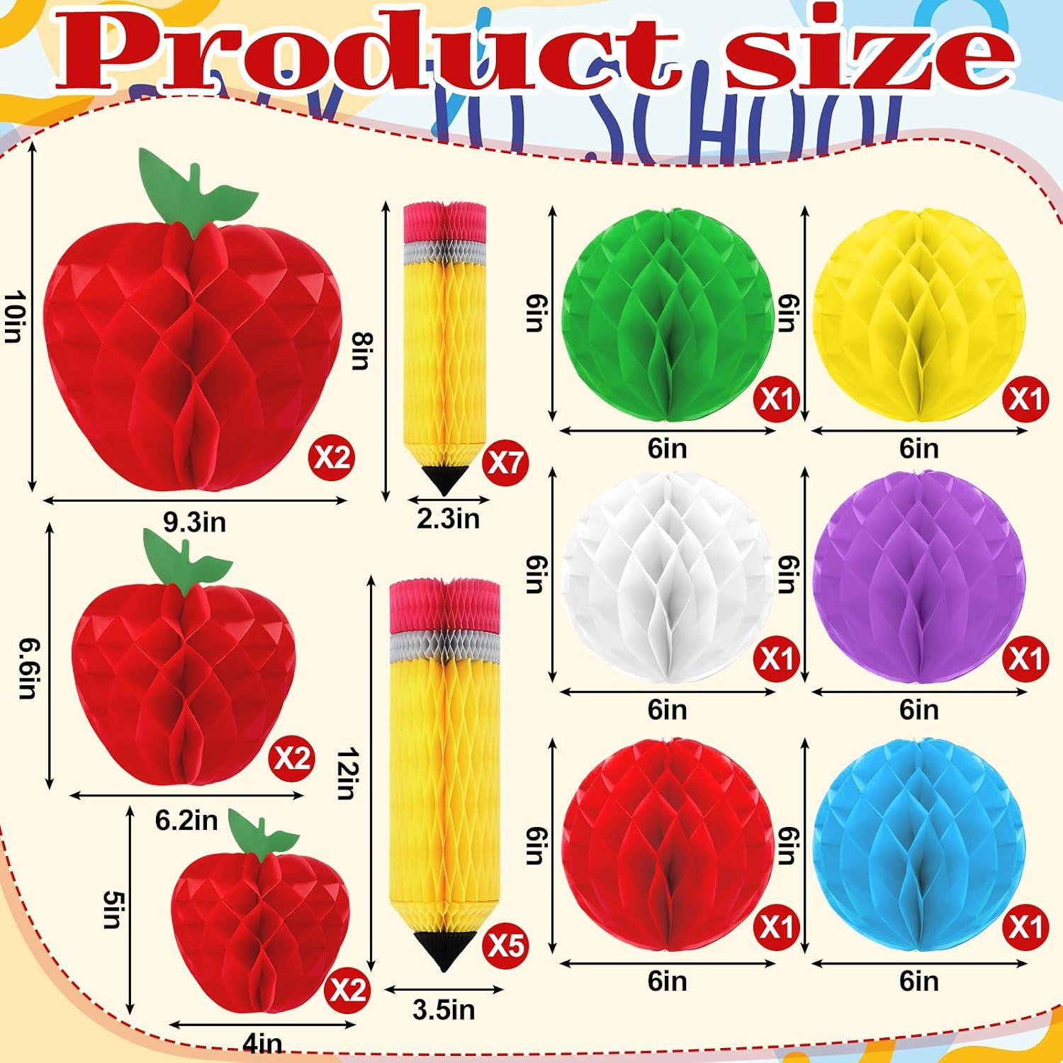 24 Pcs Classroom Decor Back to School Decorations Hanging Honeycomb Centerpiece