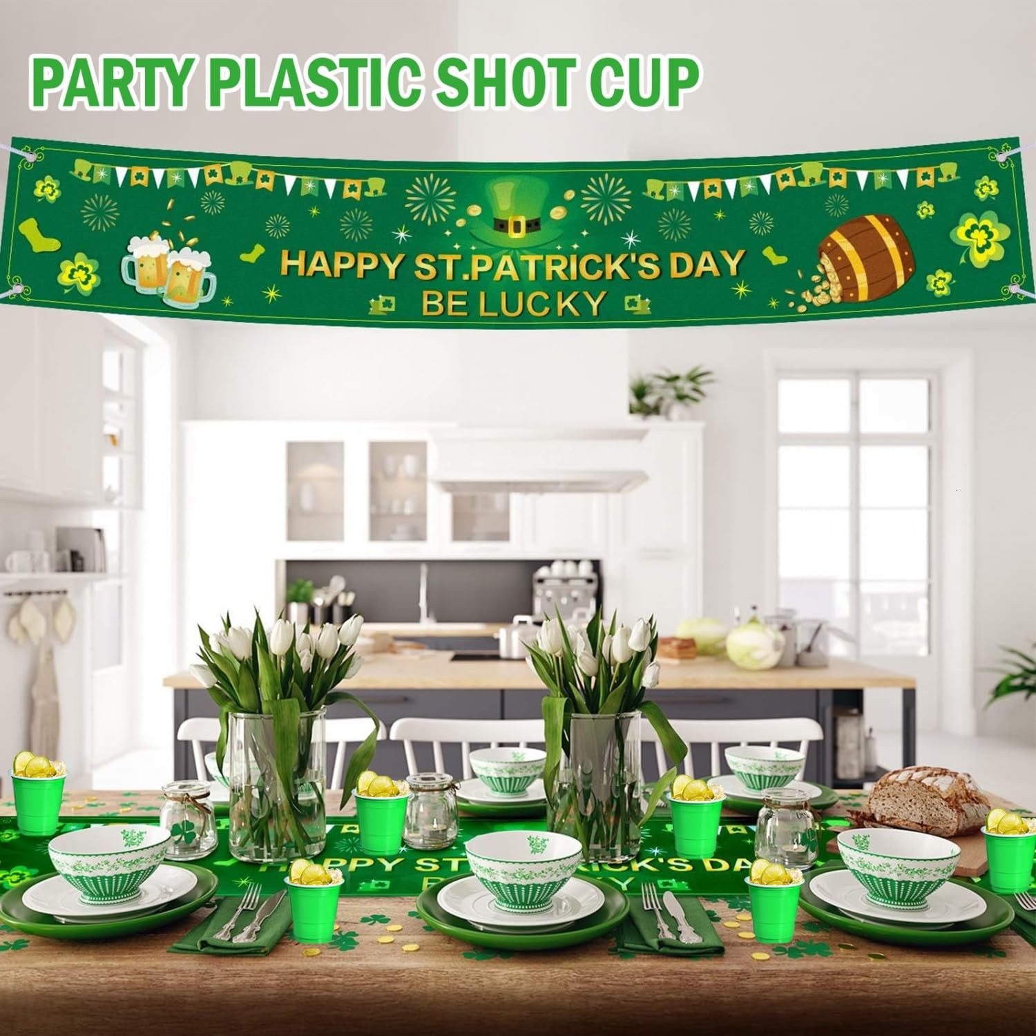 100 Pack 2 oz Plastic Shot Glasses Disposable Shot Cups, Mini 2oz Party Green
