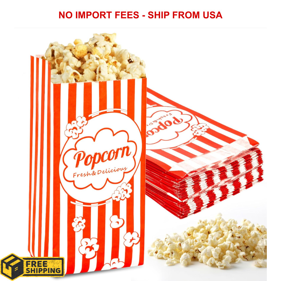 MAQIHAN 100 Popcorn Bags 1oz – Small Disposable Paper Bags for Popcorn