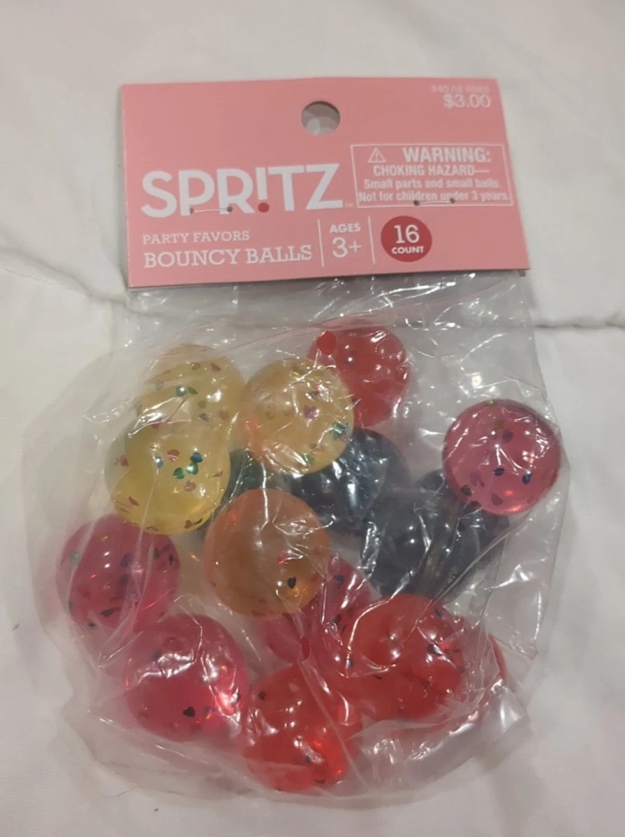 Spritz Bounce Balls High Bouncy Sparkles Design Multi Colors 16 Ct 3+ Age- New