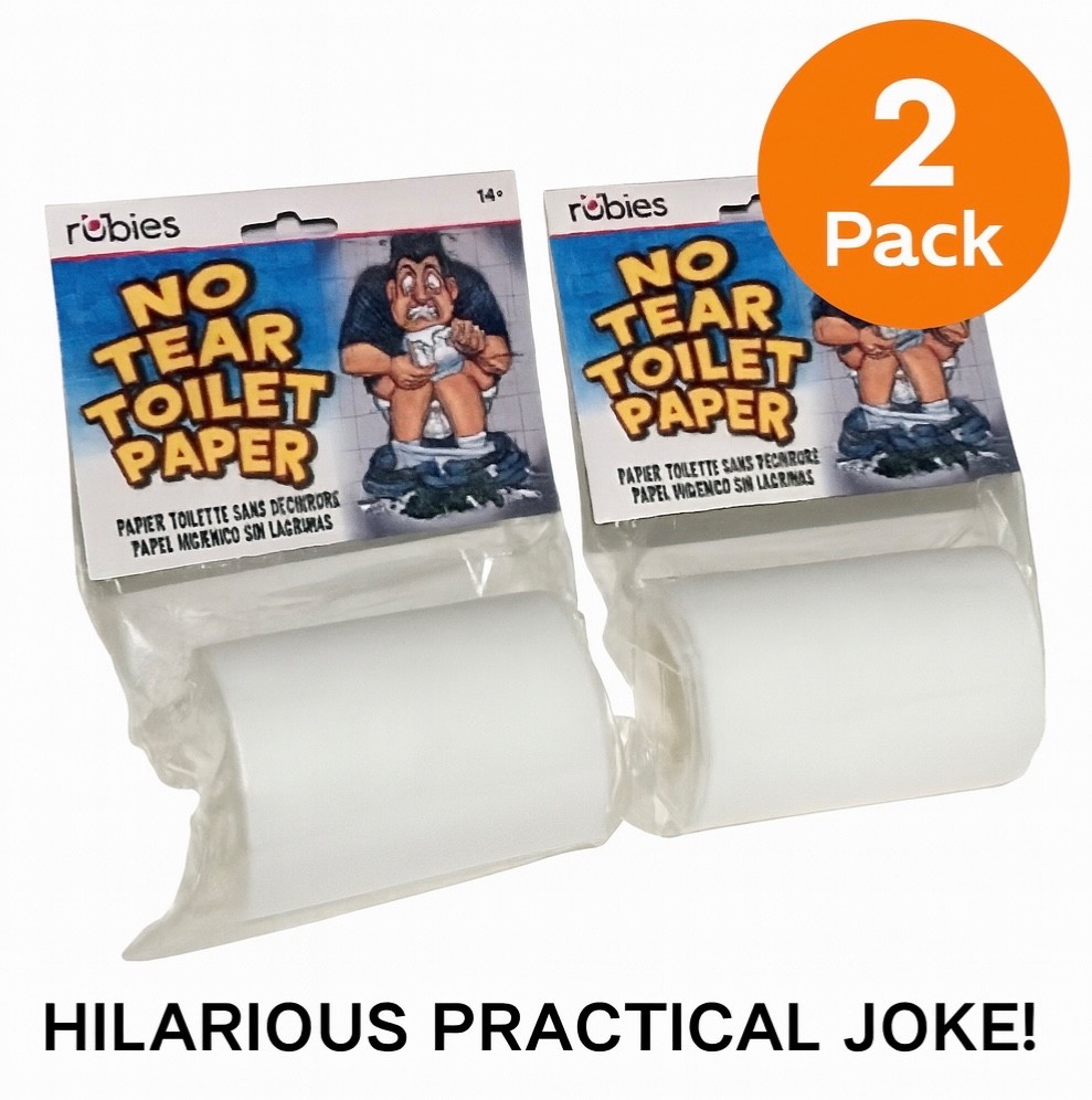 2 Set NO TEAR TOILET PAPER ROLL Non Rip Joke Prank Gag Gift Funny Bathroom Humor