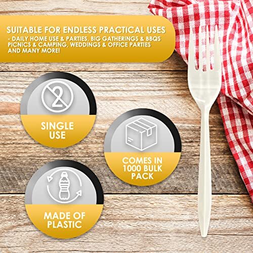 Medium Weight Disposable Plastic Forks 1000-Pack – Bulk White Plastic Silverwa