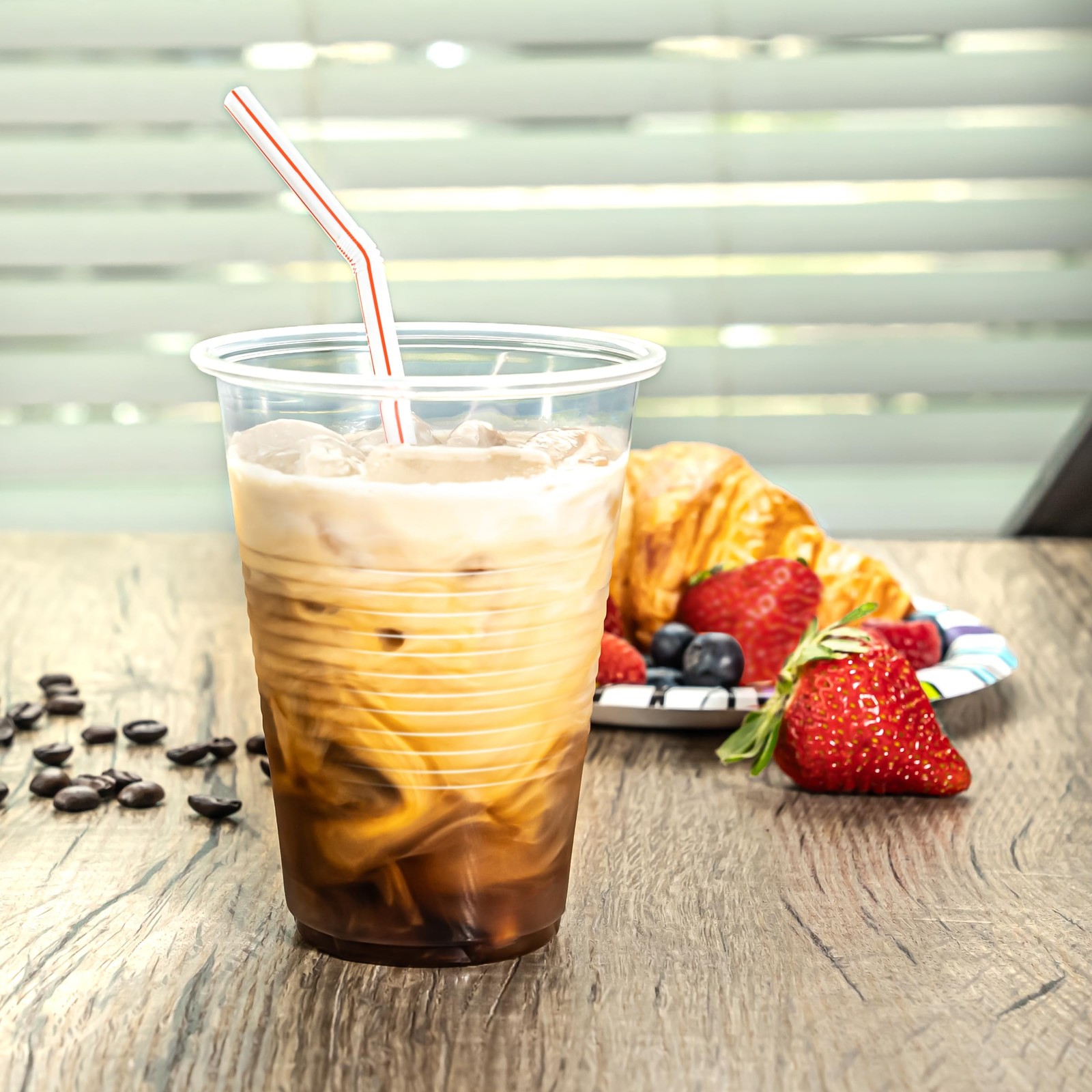Amazon Basics Disposable Striped Plastic Flex Straws BPA Free Food Safe 7.5 Long