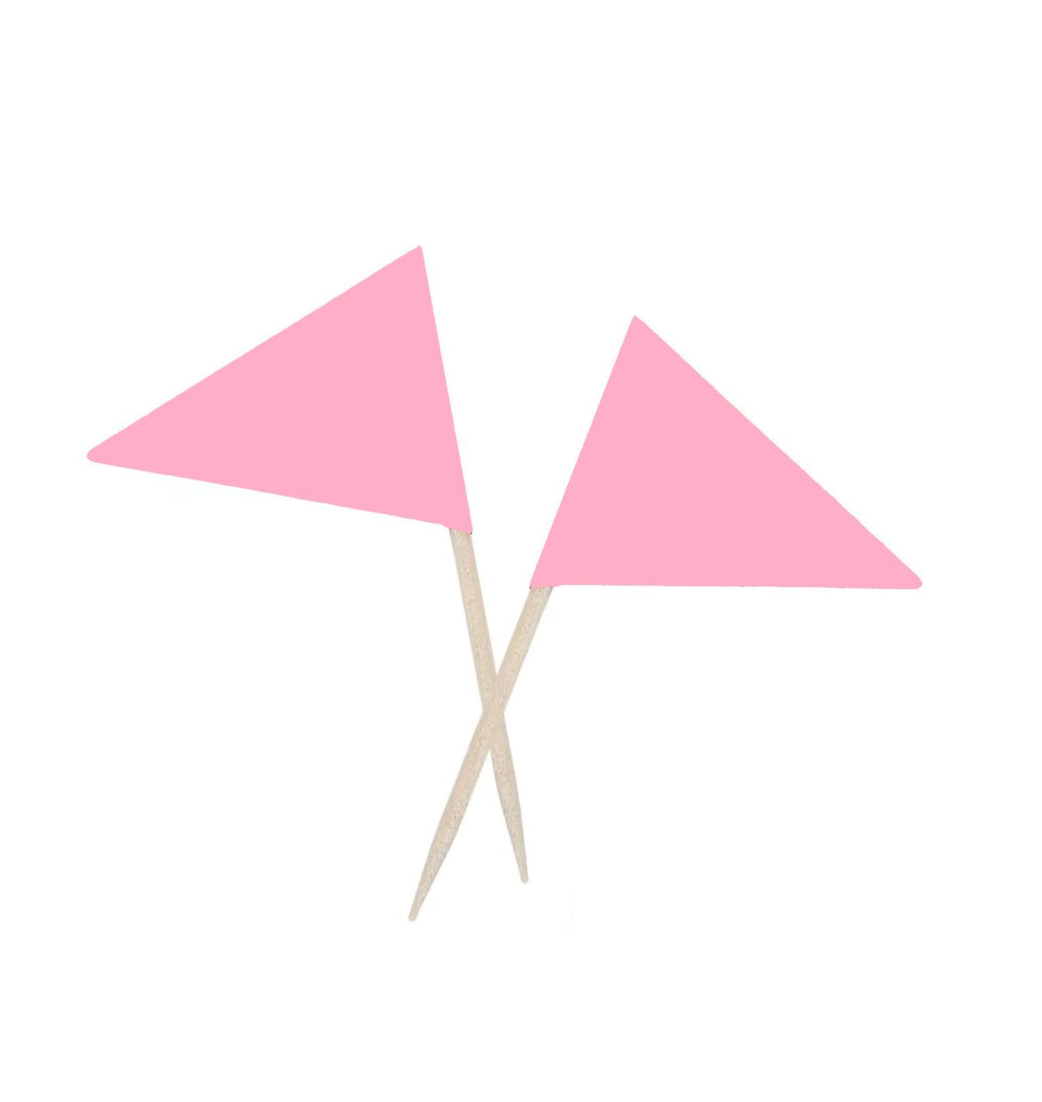 Solid Pure pink Toothpick Flags Small Mini Plain pink Color Triangle Stick Cu…