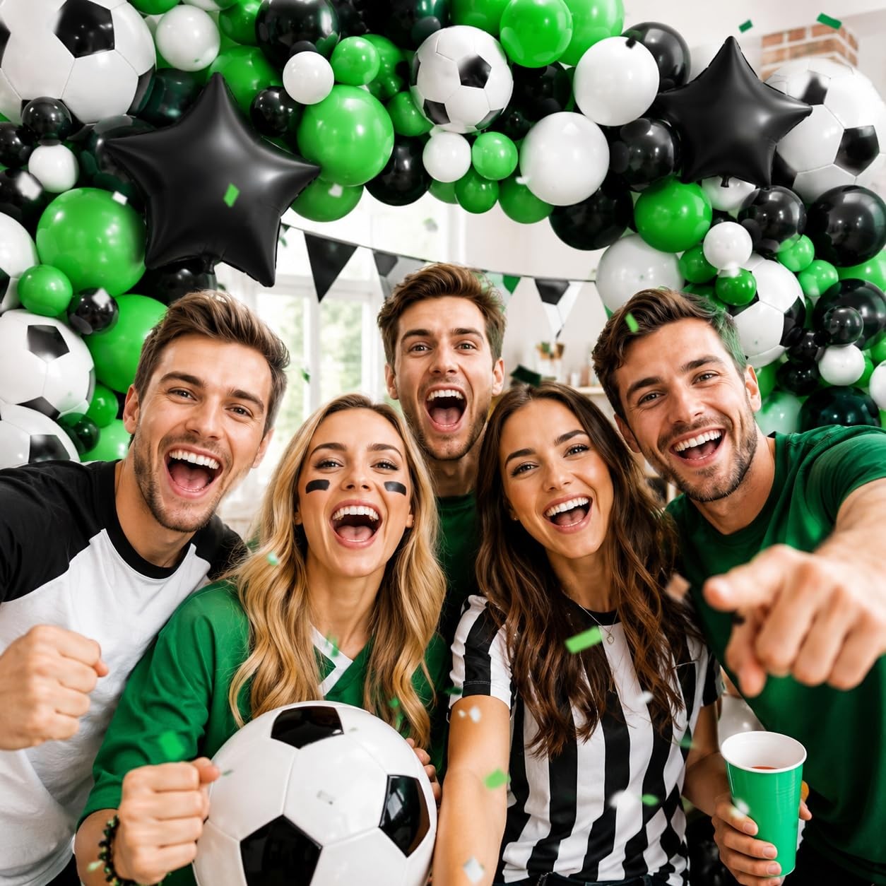 150Pcs Soccer Balloon Garland Arch Kit – Dark Green White Black Soccer Party …