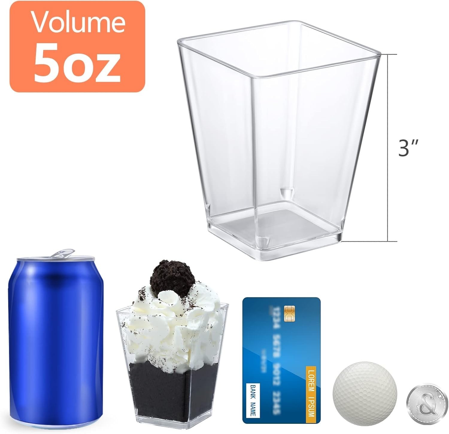 200 Pack Clear Plastic Dessert Cups with Spoons