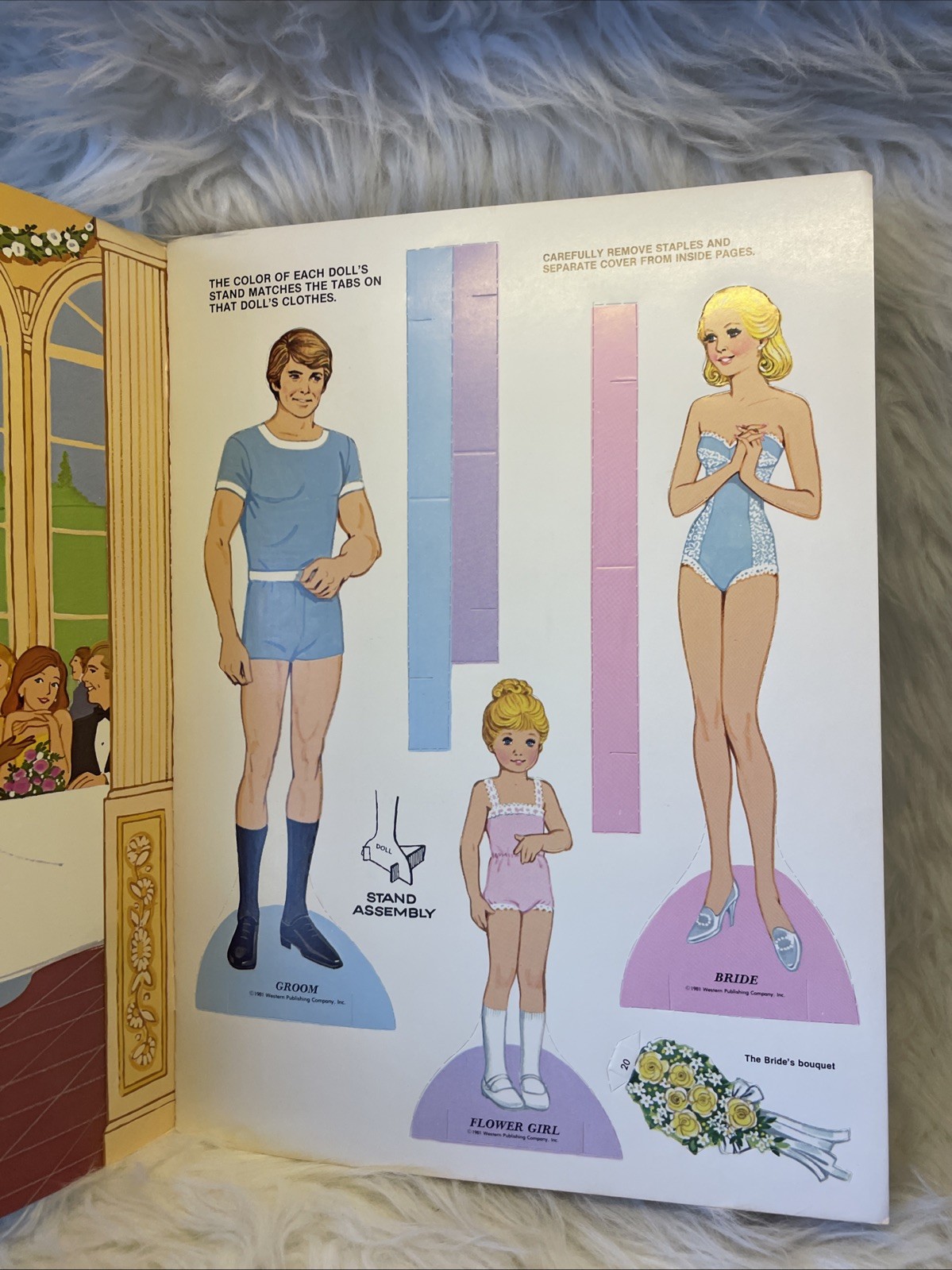 Golden Bride Groom Paper Doll Cardboard Reception Garden Display 1981 Party