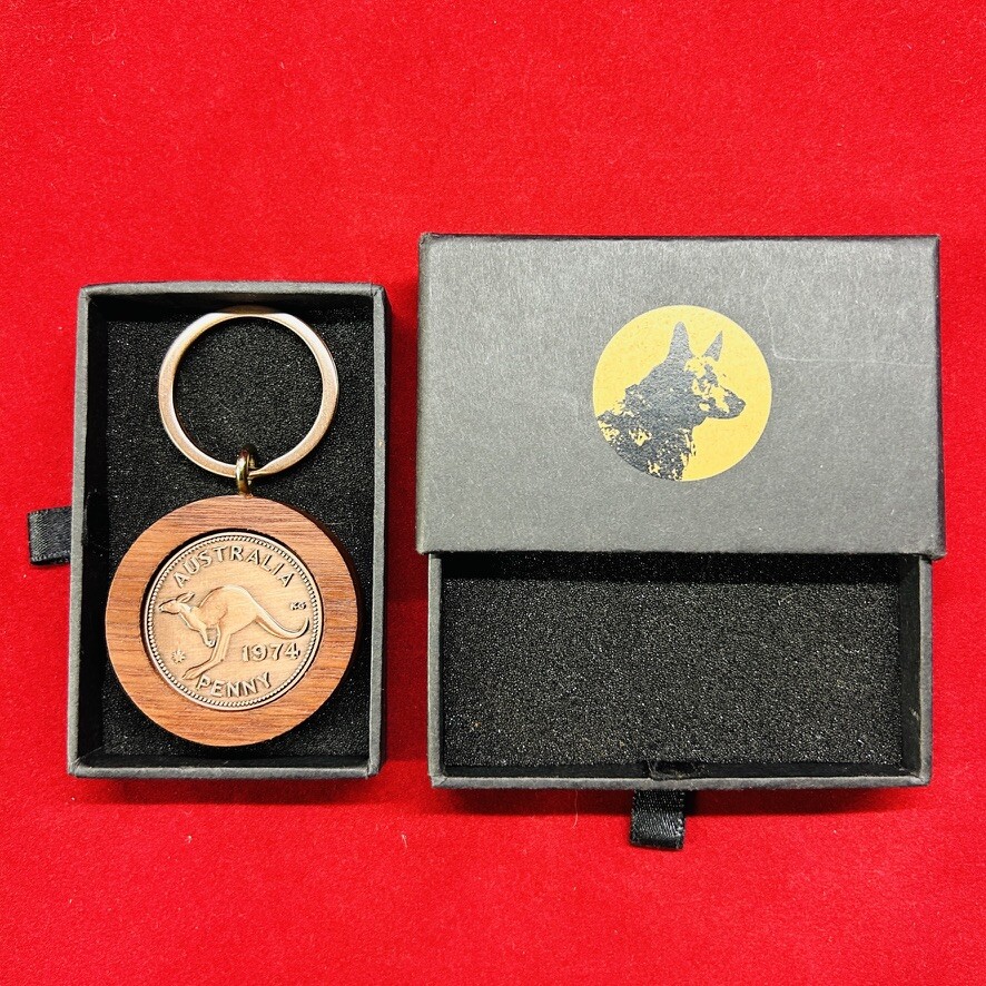 80th Birthday Gift Anniversary Present 1944 Australian Jarrah Penny Keyring