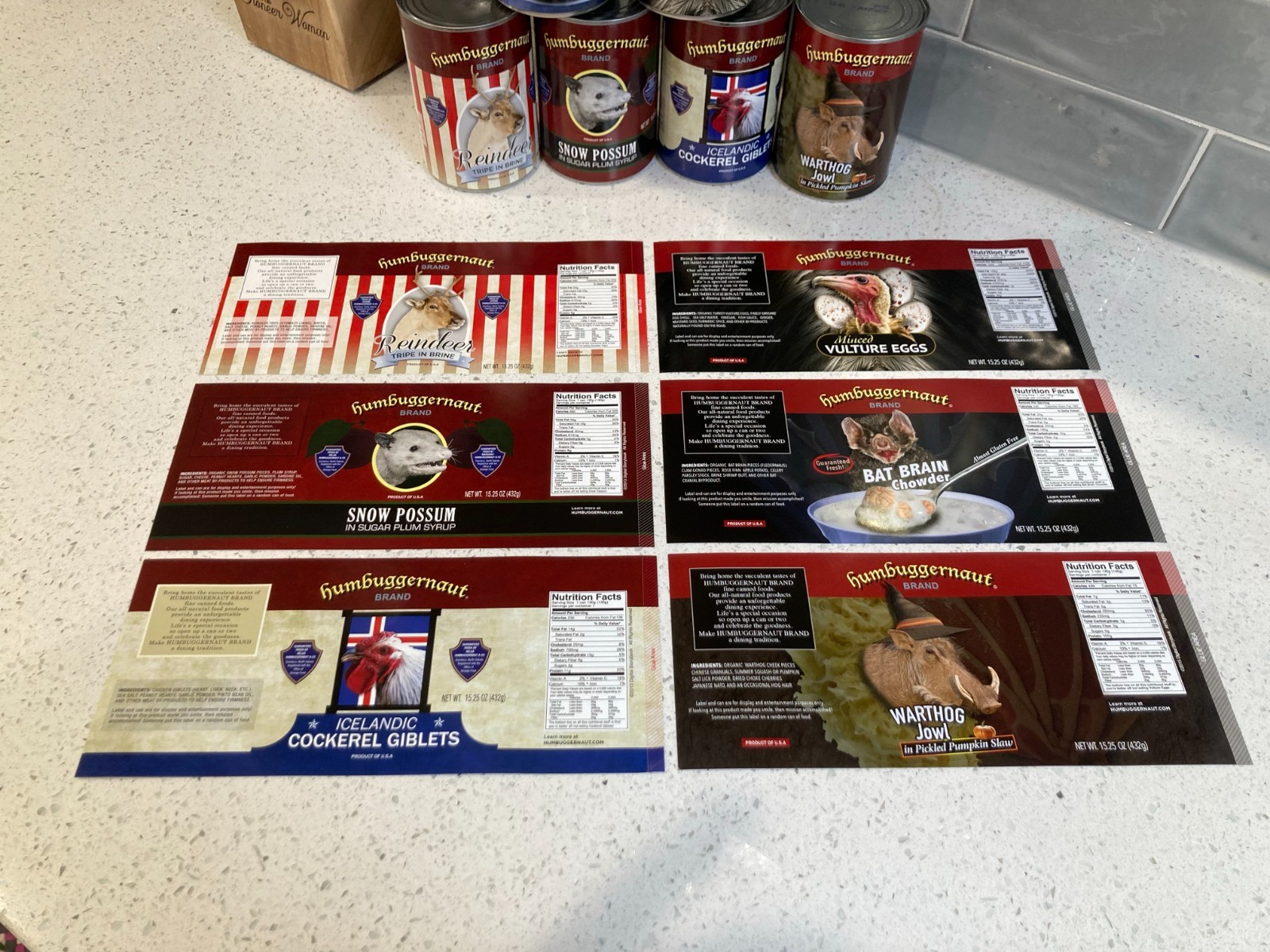 Funny Canned Food Labels (6) -Great Gag White Elephant Gift + FREE GIFT!