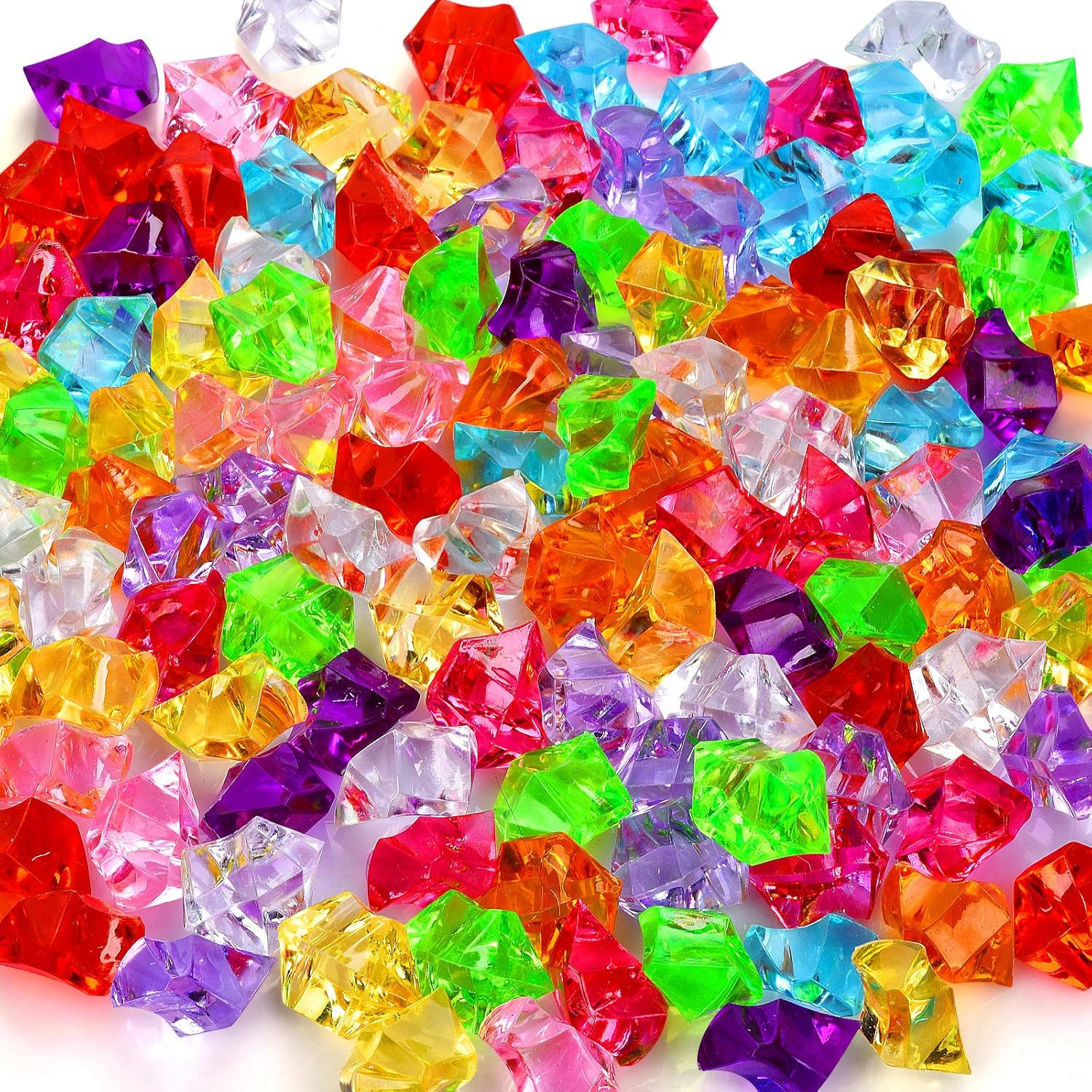180-190pcs Multicolored Acrylic Fake Gems, Crushed Ice Rocks, Plastic Gems Jewel