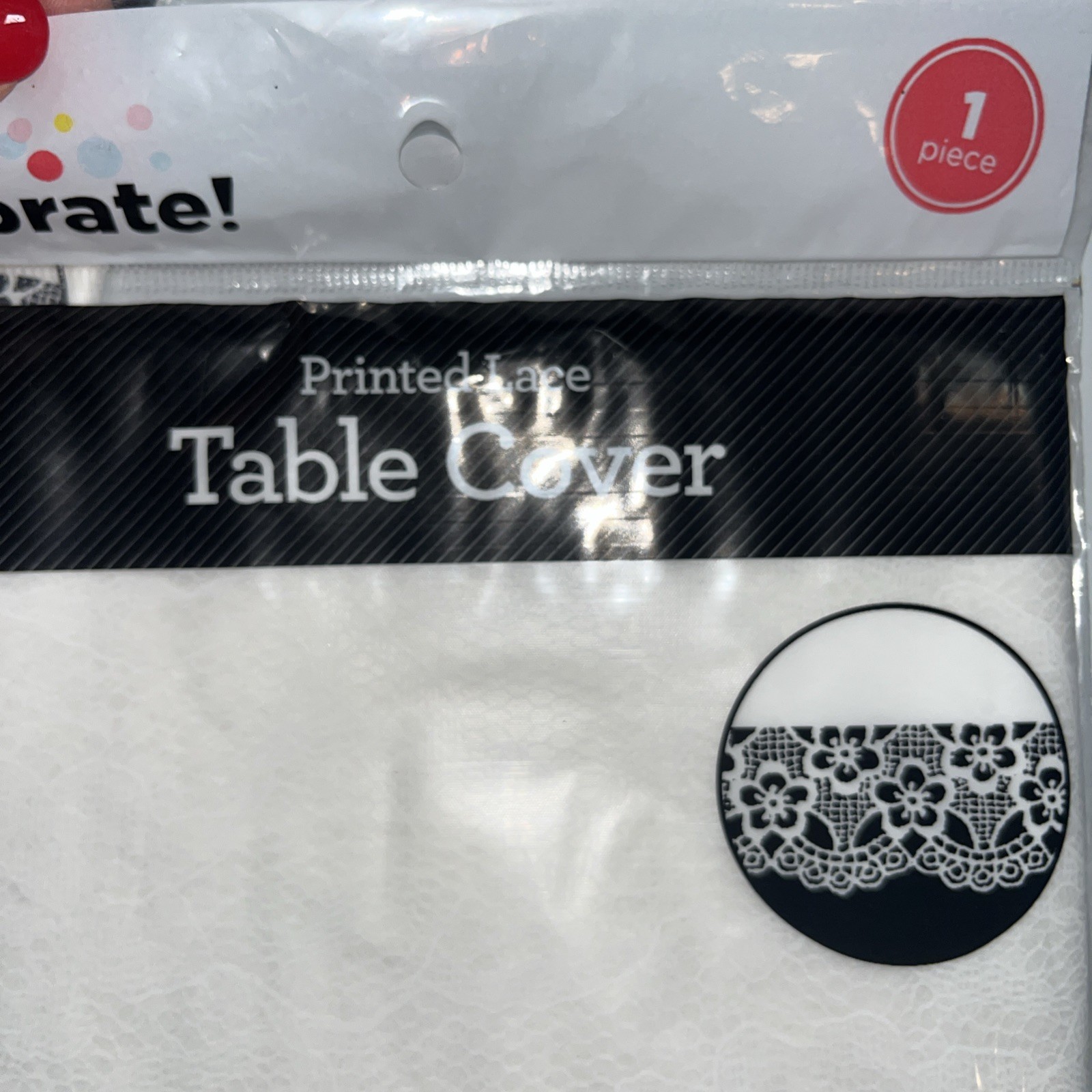 NEW Plastic Tablecloth LOT Rectangle & ROUND Table Covers Black Gold White Lace