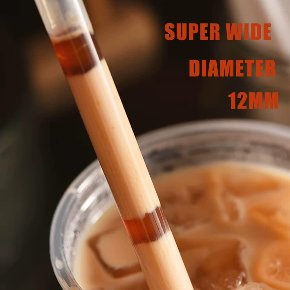 ALINK 100 PCS Clear Plastic Boba Straws, 1/2″ Wide X 8 1/2″ Long Disposable