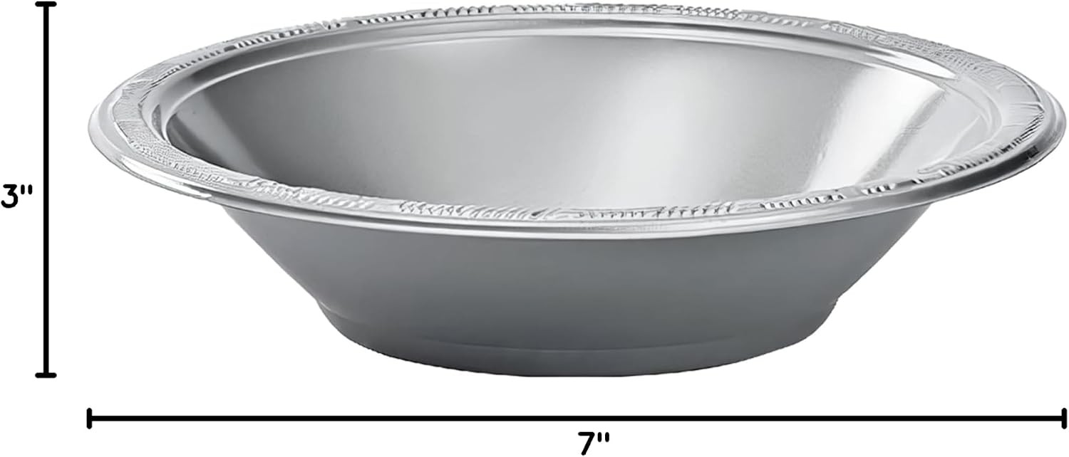 Silver Solid Color Premium Heavy Weight Plastic Soup Bowl (15 Oz.) 50 Count –