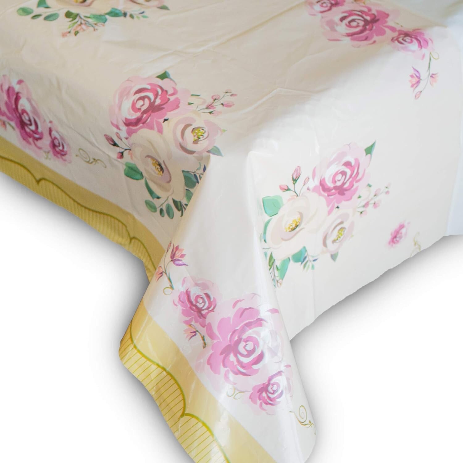 Vintage Style Table Cover Plastic Tablecloth Tea Party Floral Rectangle 58”x87”