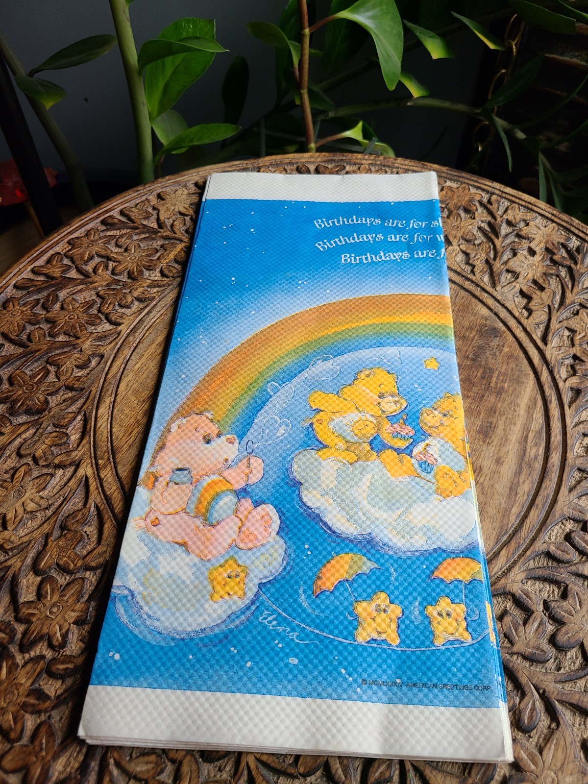 Vintage Care Bears Plastic Tablecloth American Greetings 54×96 Made USA NOS