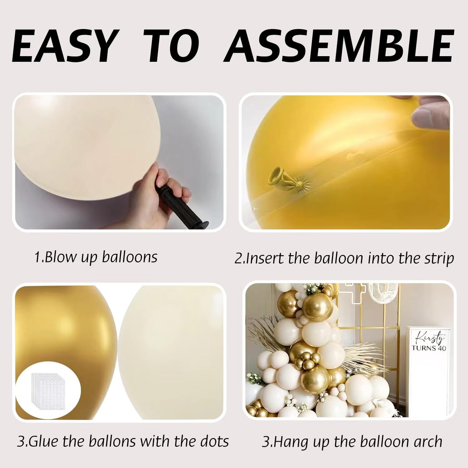 Beige Nude Balloon Garland, Champagne Gold Party Decoions, White