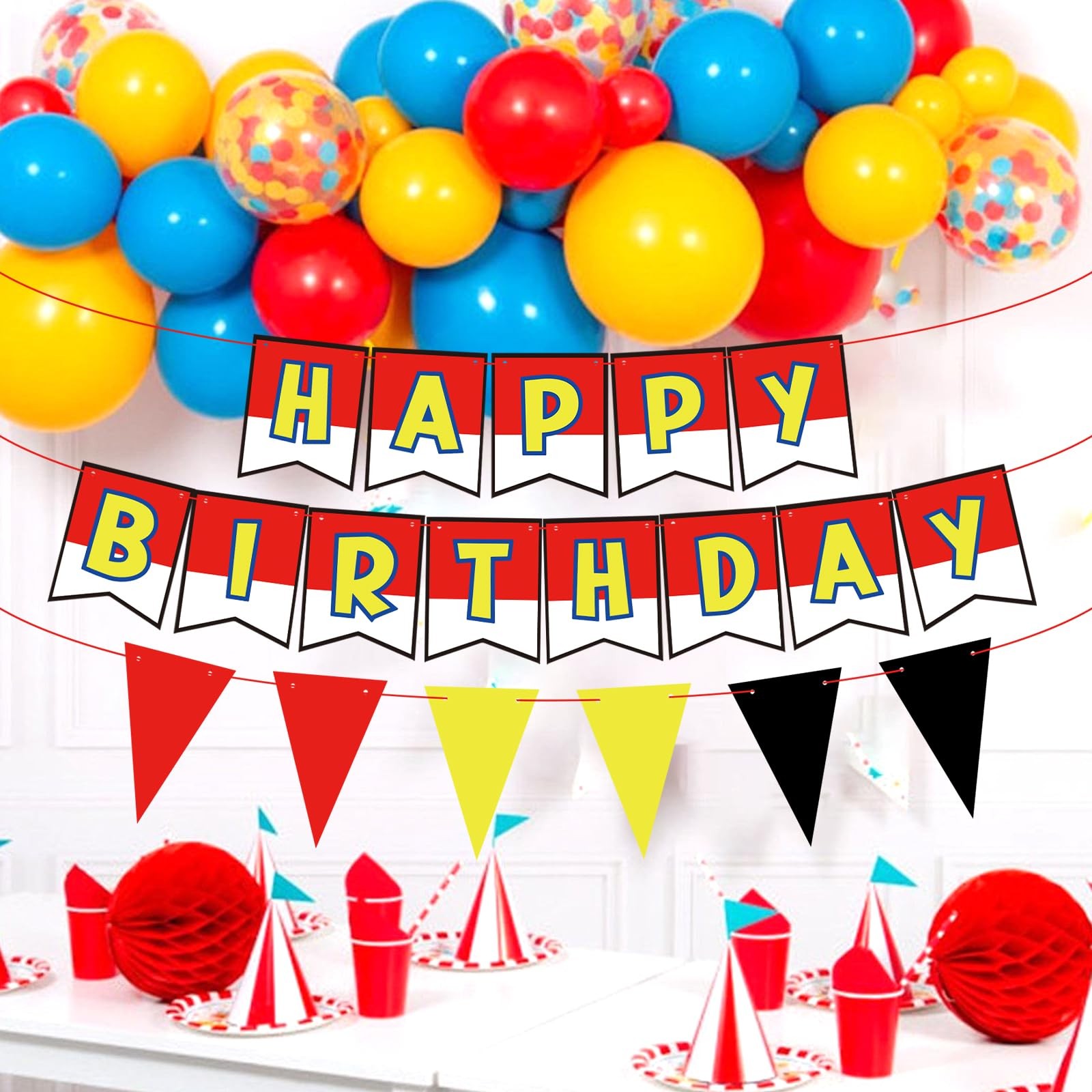 Red White Yellow Happy Birthday Decorations Cute Interesting Small,