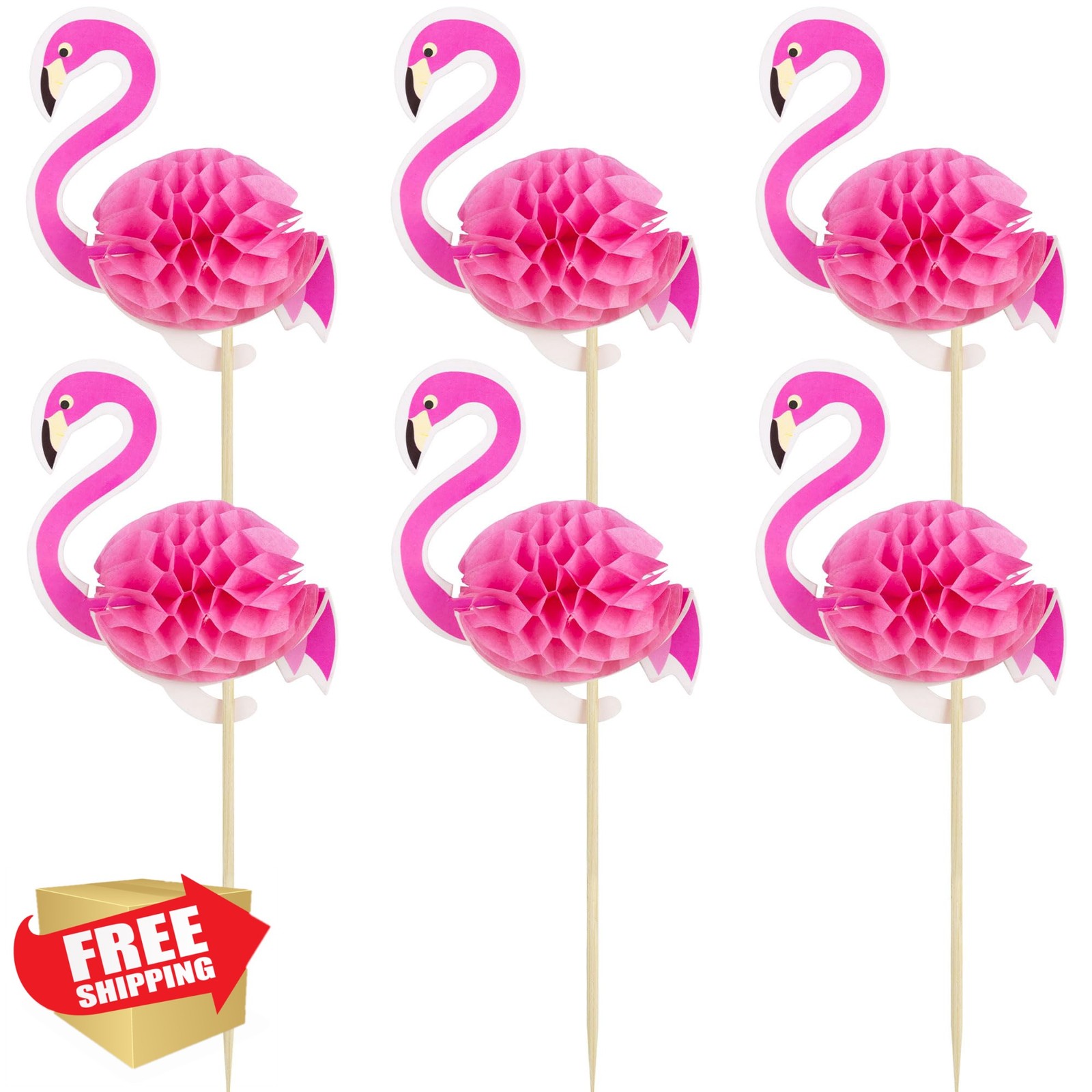 Ephlyn 3d Flamingo Cupcake Toppers