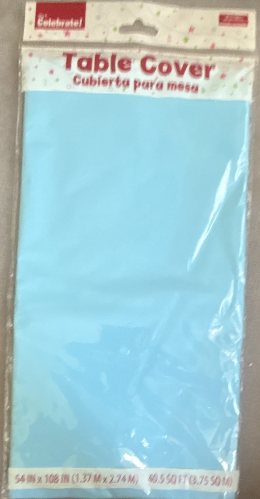 Celebrate! Light Blue Plastic Table Cover 54x108in Party Solid Plain