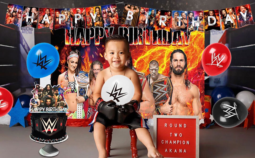 114Pcs Wrestling Match Birthday Decorations WWE Party Set Tableware Balloons Cup
