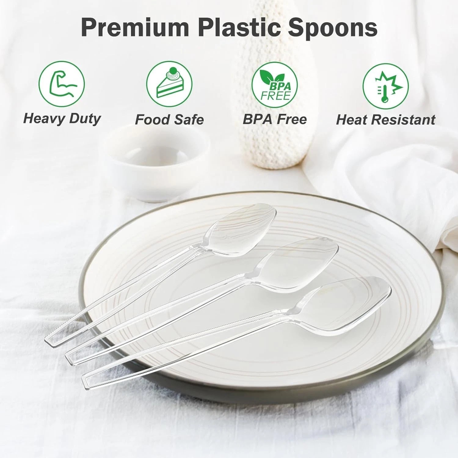 360 Count Clear Plastic Spoons Disposable, BPA-Free, Heat Resistant, Solid an…