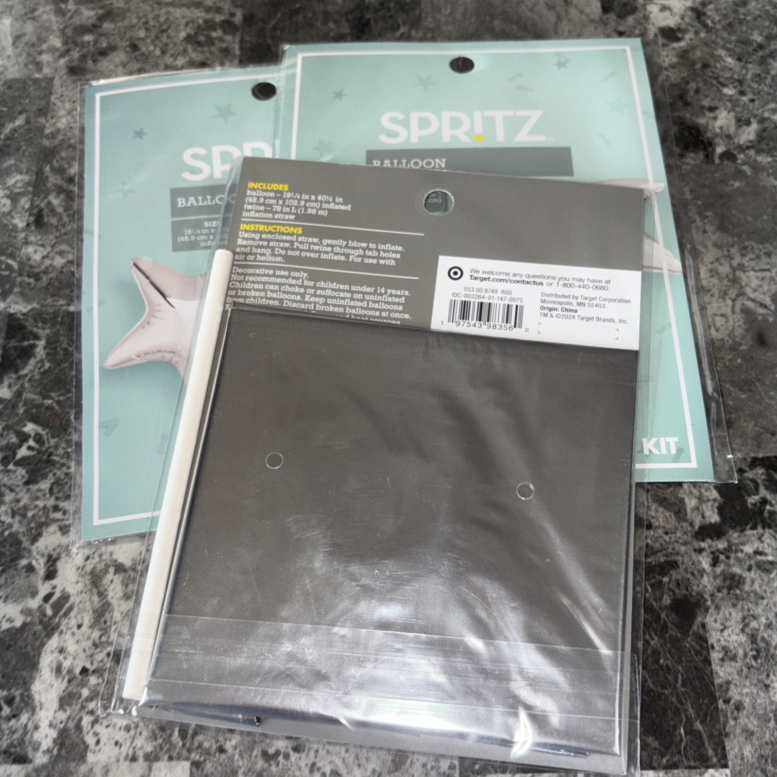 3x) Spritz Party Balloons Silver Shooting Stars 19 1/4” X 40 1/2” Inflated New