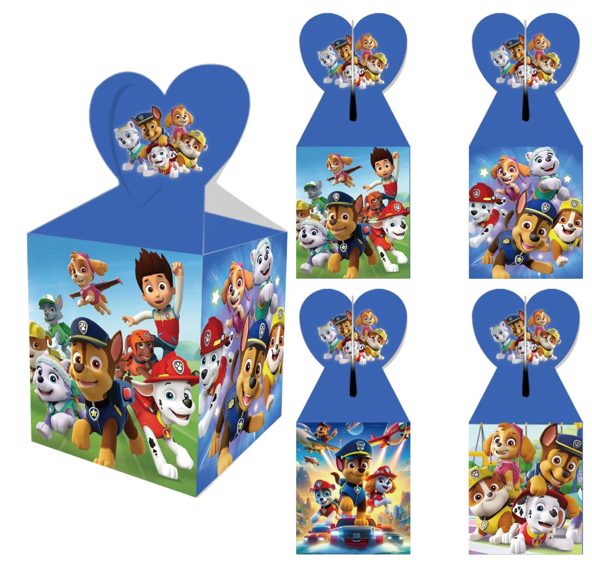 12pk PAW Patrol Favor Boxes – Custom Heart Handle Kids Birthday Candy Gift Box
